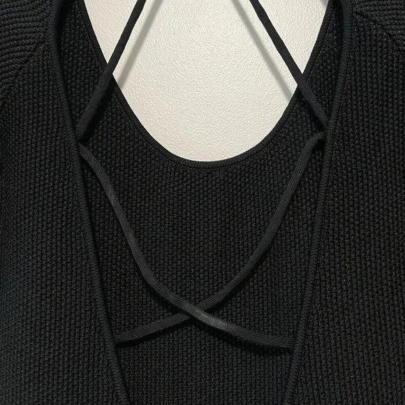 The Sei Black Textured Knit Strappy‎ Open Back Long Sleeve Midi Dress Size Small - Picture 4 of 10